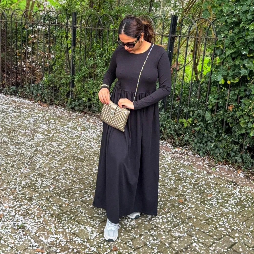 Organic Cotton Long Sleeve Maxi Dress - Black