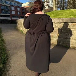 Organic Cotton Long Sleeve Maxi Dress - Black