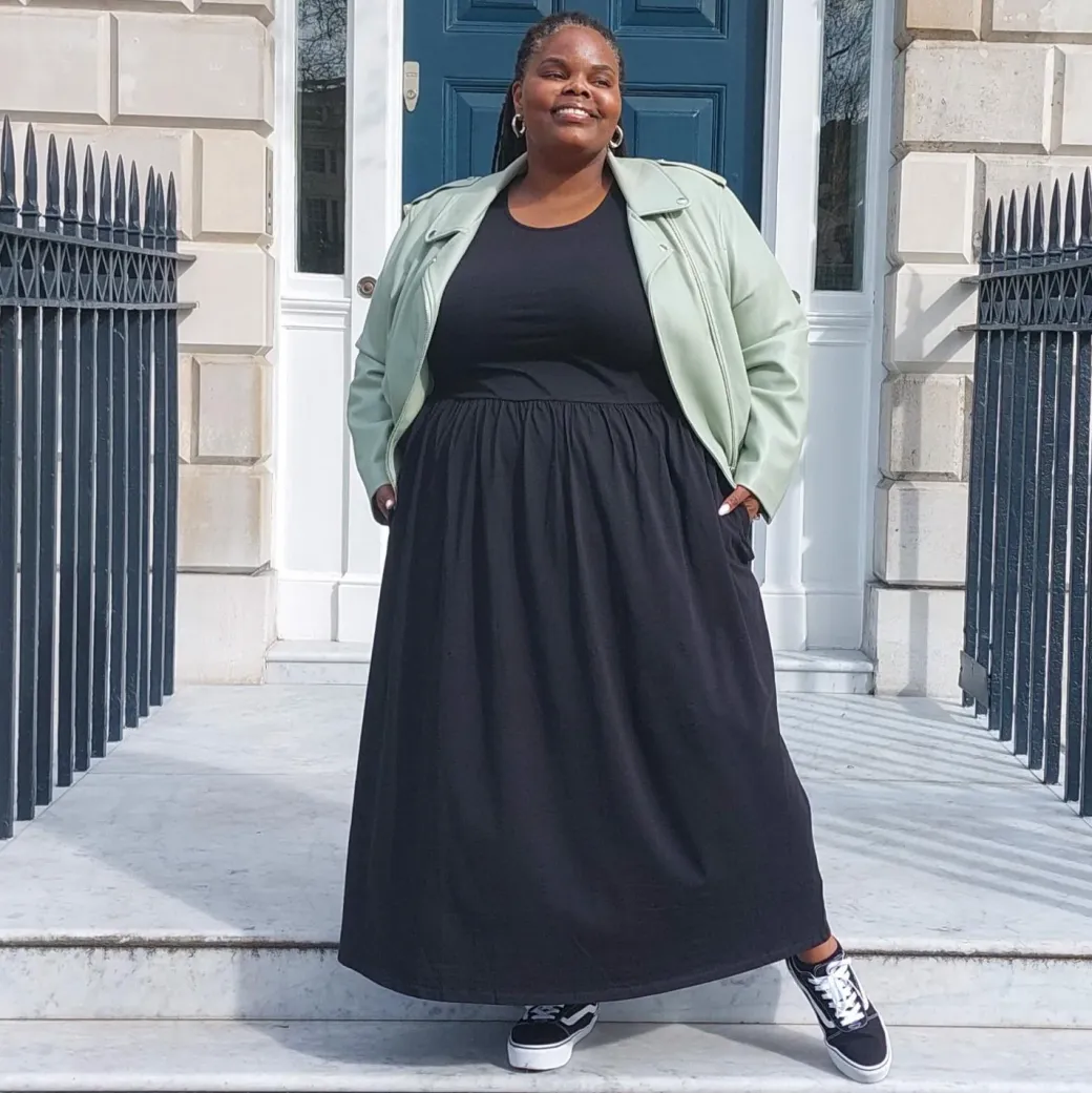 Organic Cotton Long Sleeve Maxi Dress - Black
