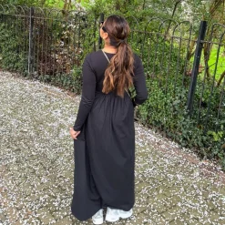 Organic Cotton Long Sleeve Maxi Dress - Black