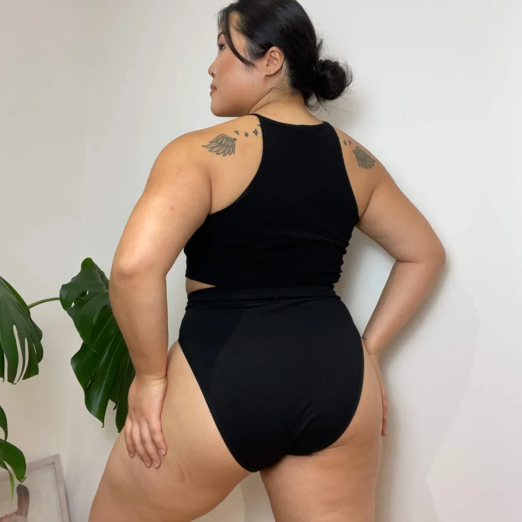 Organic Cotton Super High Leg Knickers - Black