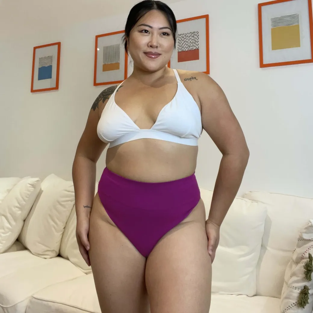 Organic Cotton Super High Leg Knickers - Figgy Pudding