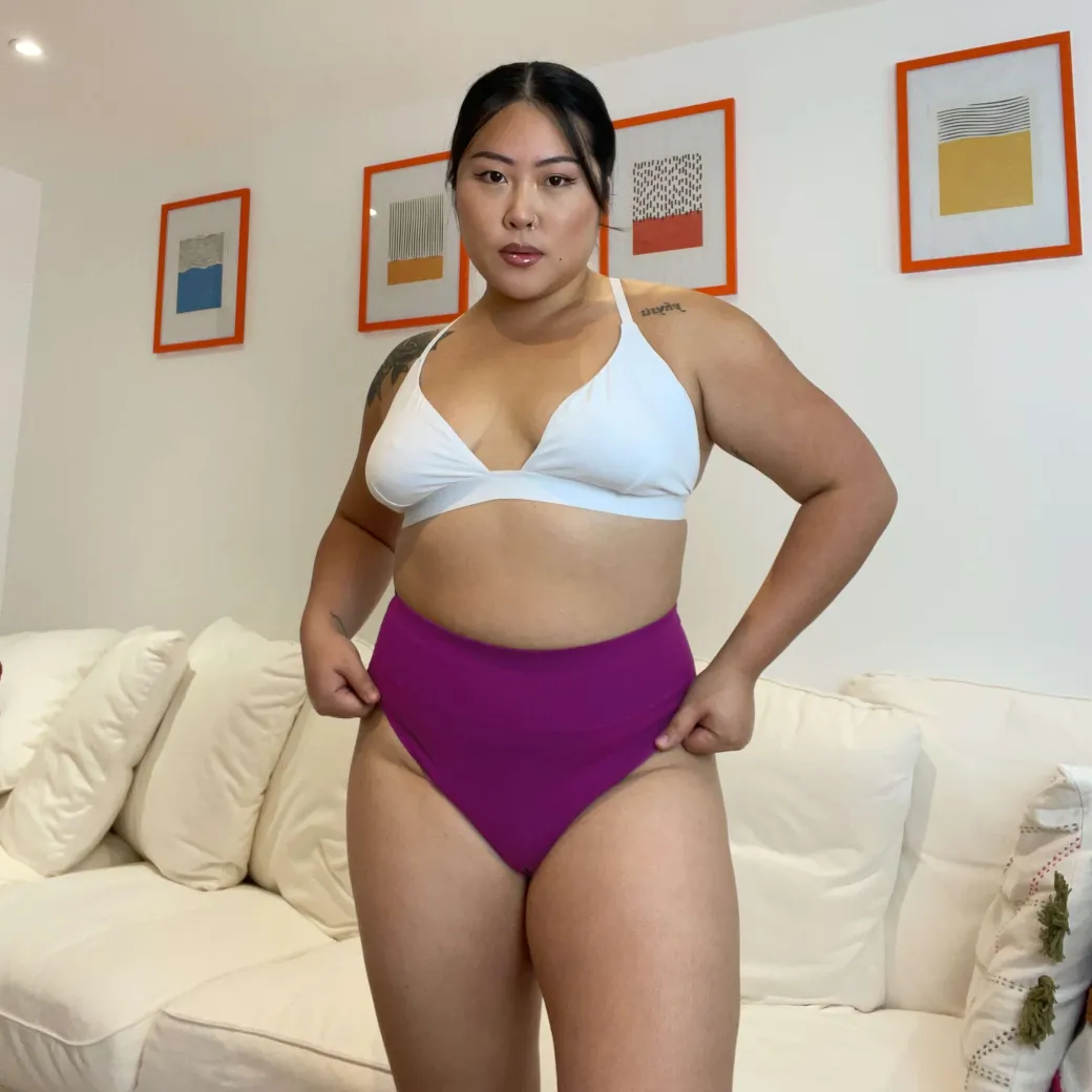 Organic Cotton Super High Leg Knickers - Figgy Pudding