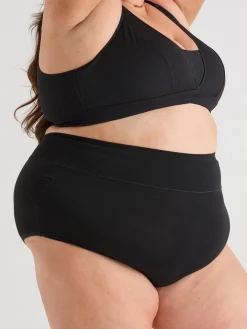 Organic Cotton Super High Waist Knickers - Black