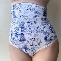 Organic Cotton Super High Waist Knickers - Passion au Jardin - L'Amour Bleu