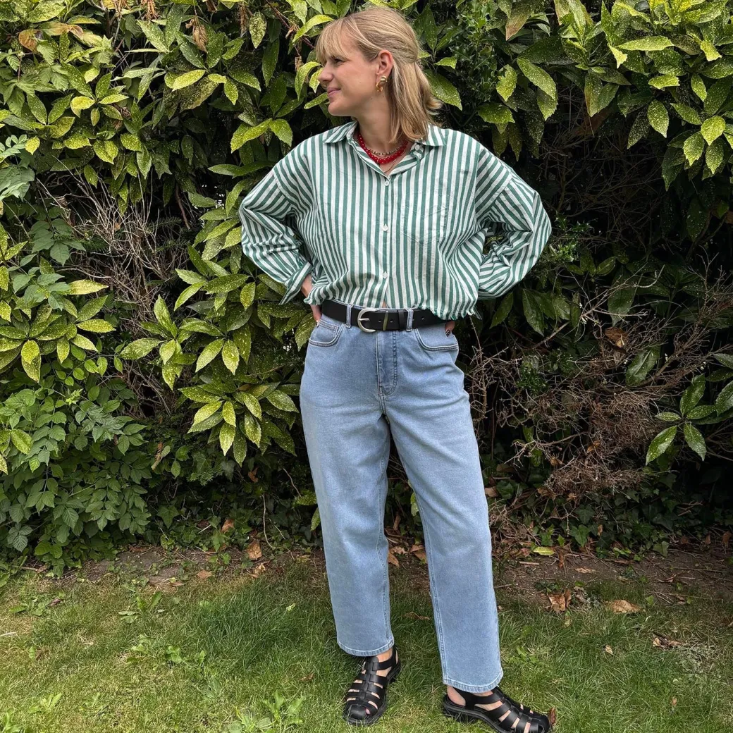 Organic Mom Jeans - Aegean