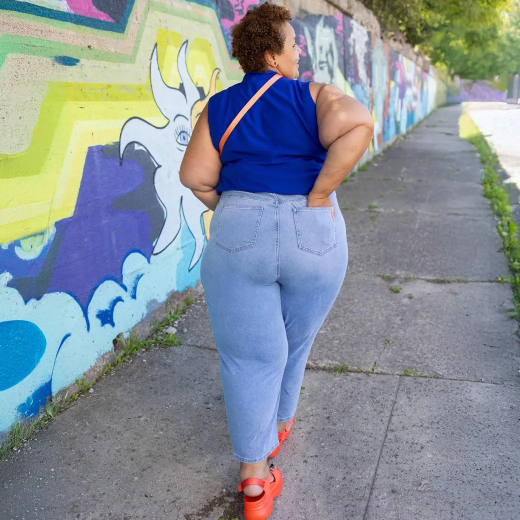 Organic Mom Jeans - Aegean