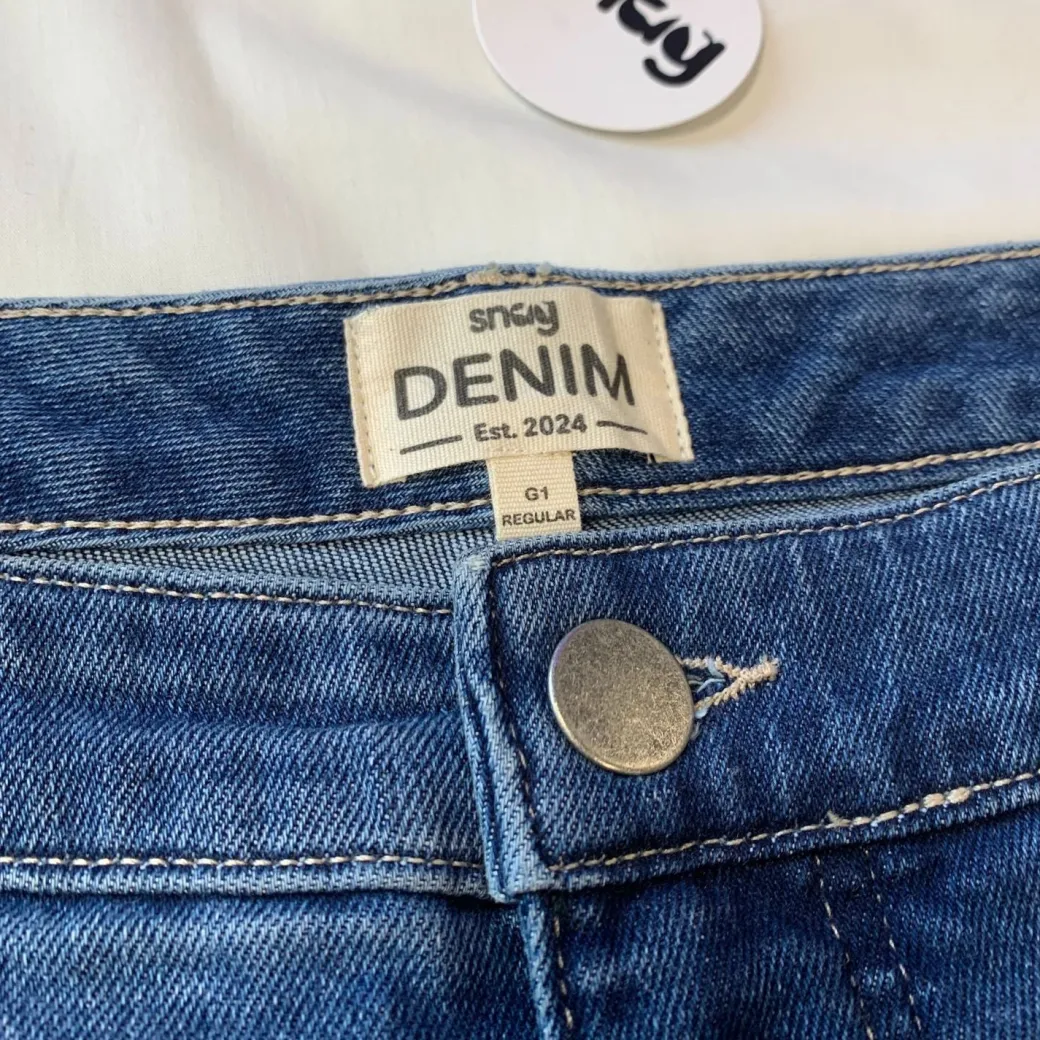 Organic Mom Jeans - Aegean