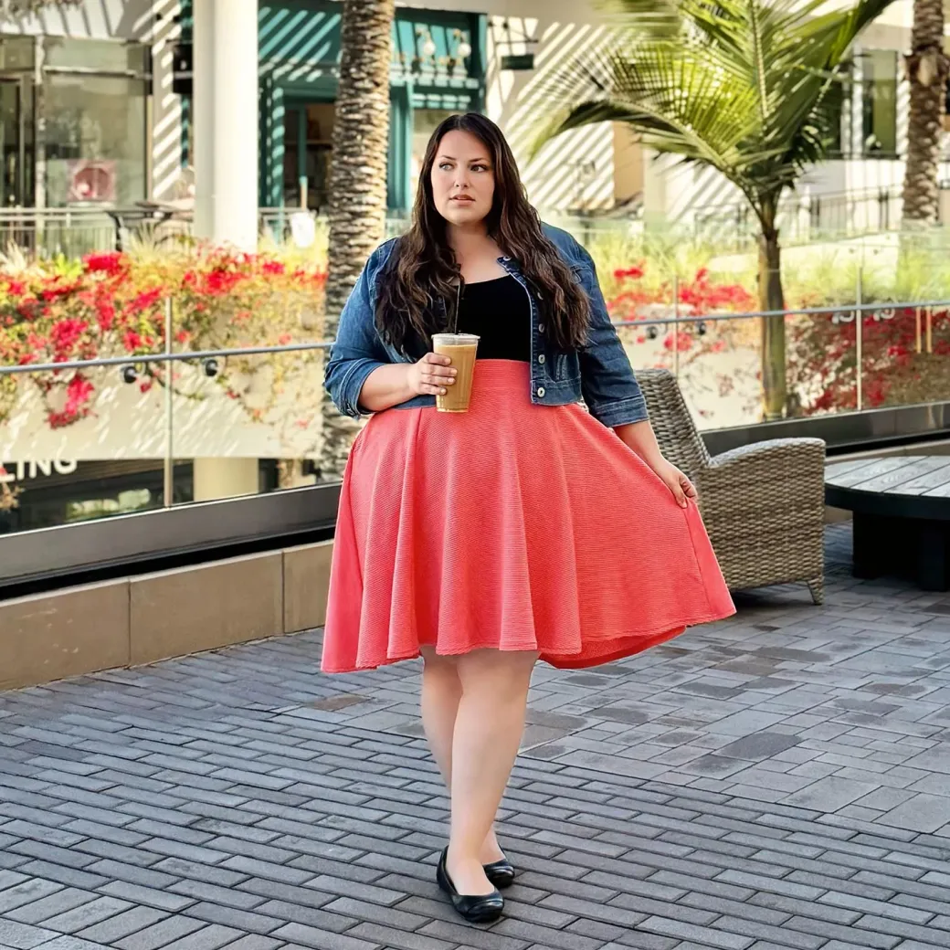 Ottoman Flare Skirt - Spiced Coral