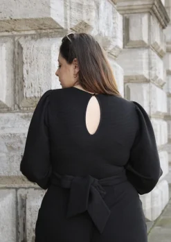 Ottoman Long Sleeve Wrap Jumpsuit - Black