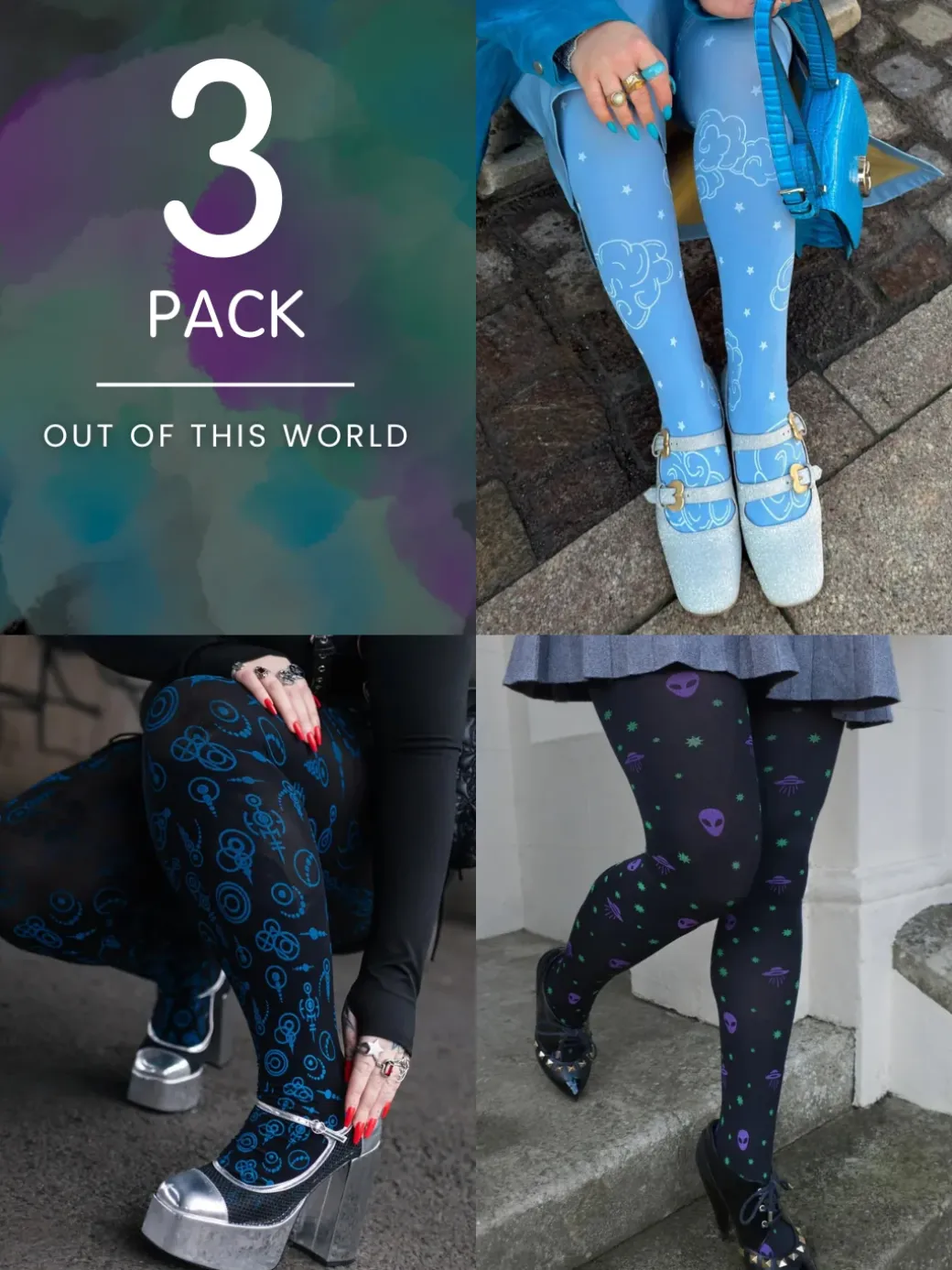 3 Pack Out of This World Bundle - 80 Denier Novelty Tights