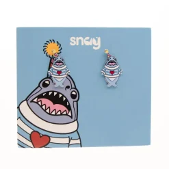 Party Chompy Shark Earrings - Silver