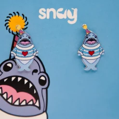 Party Chompy Shark Earrings - Silver