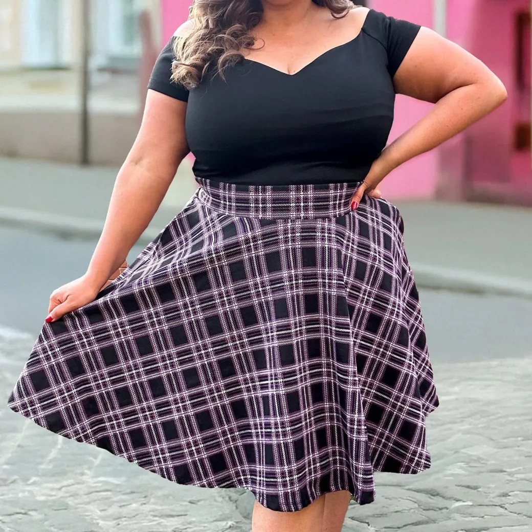 Plaid Flare Skirt - Moorland