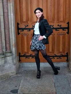 Plaid Mini-Flare Skirt - Cairn