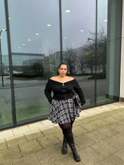 Plaid Mini-Flare Skirt - Cairn