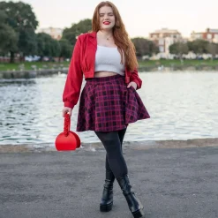 Plaid Mini-Flare Skirt - Ember