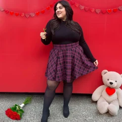 Plaid Mini-Flare Skirt - Ember