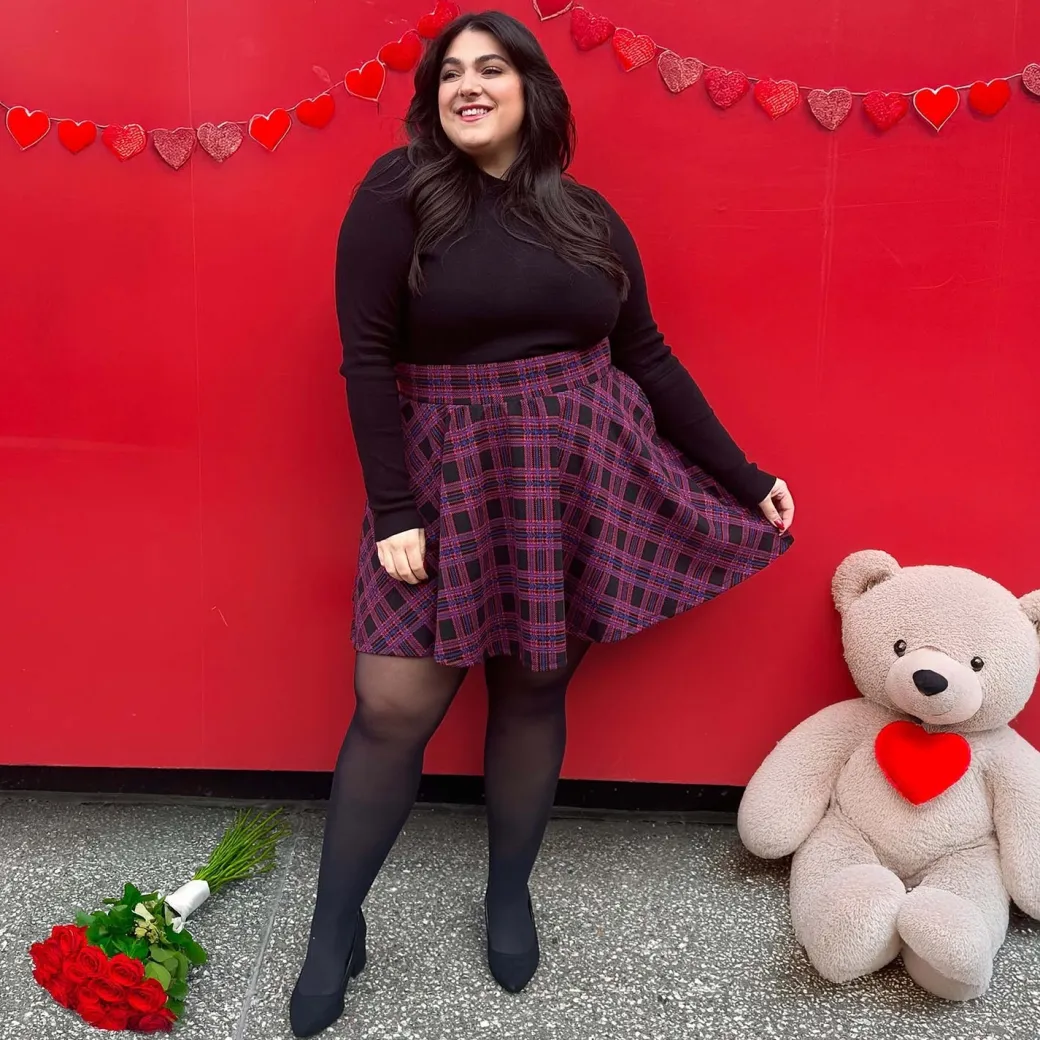Plaid Mini-Flare Skirt - Ember