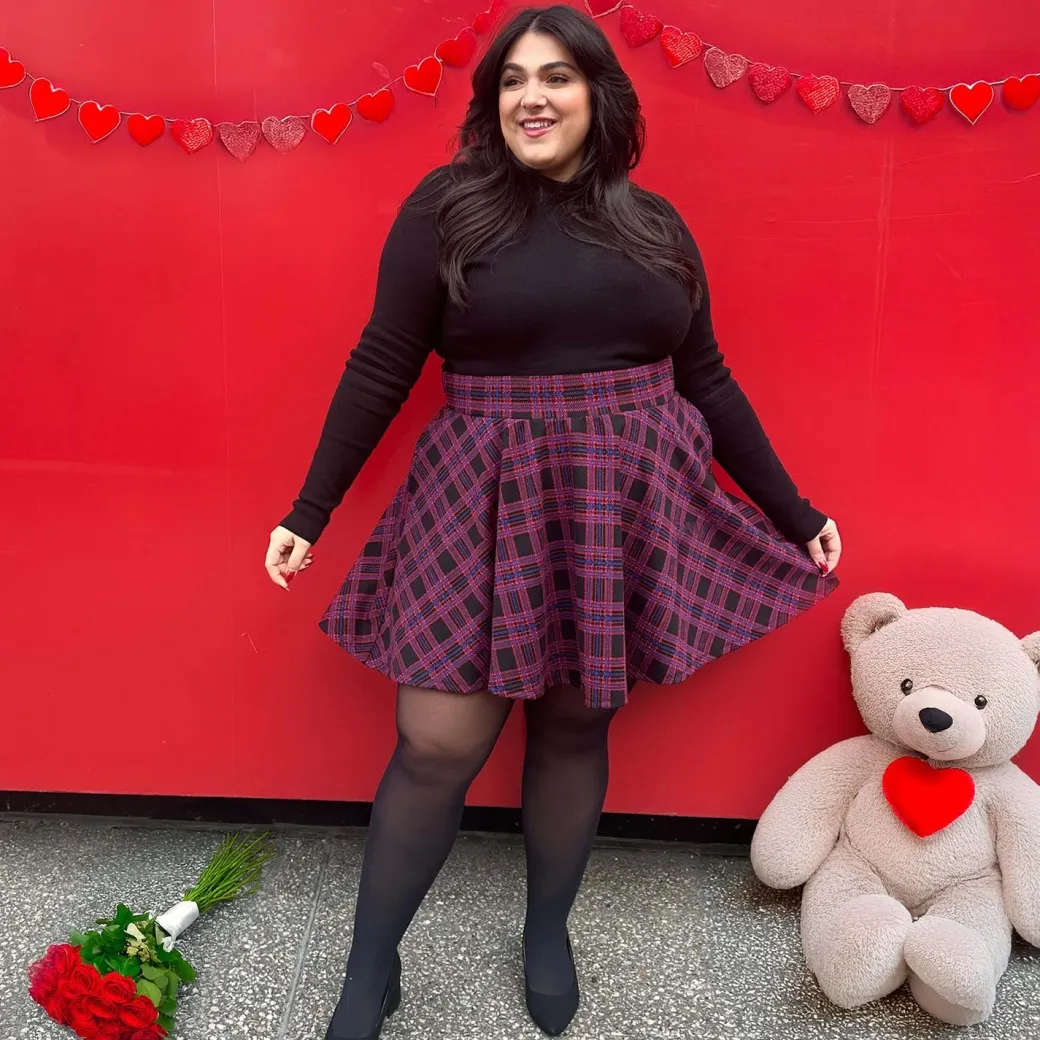 Plaid Mini-Flare Skirt - Ember