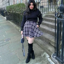 Plaid Mini-Flare Skirt - Moorland