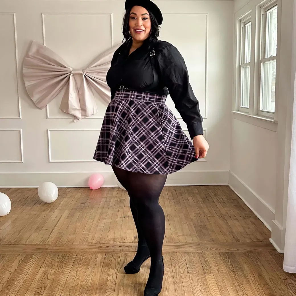 Plaid Mini-Flare Skirt - Moorland