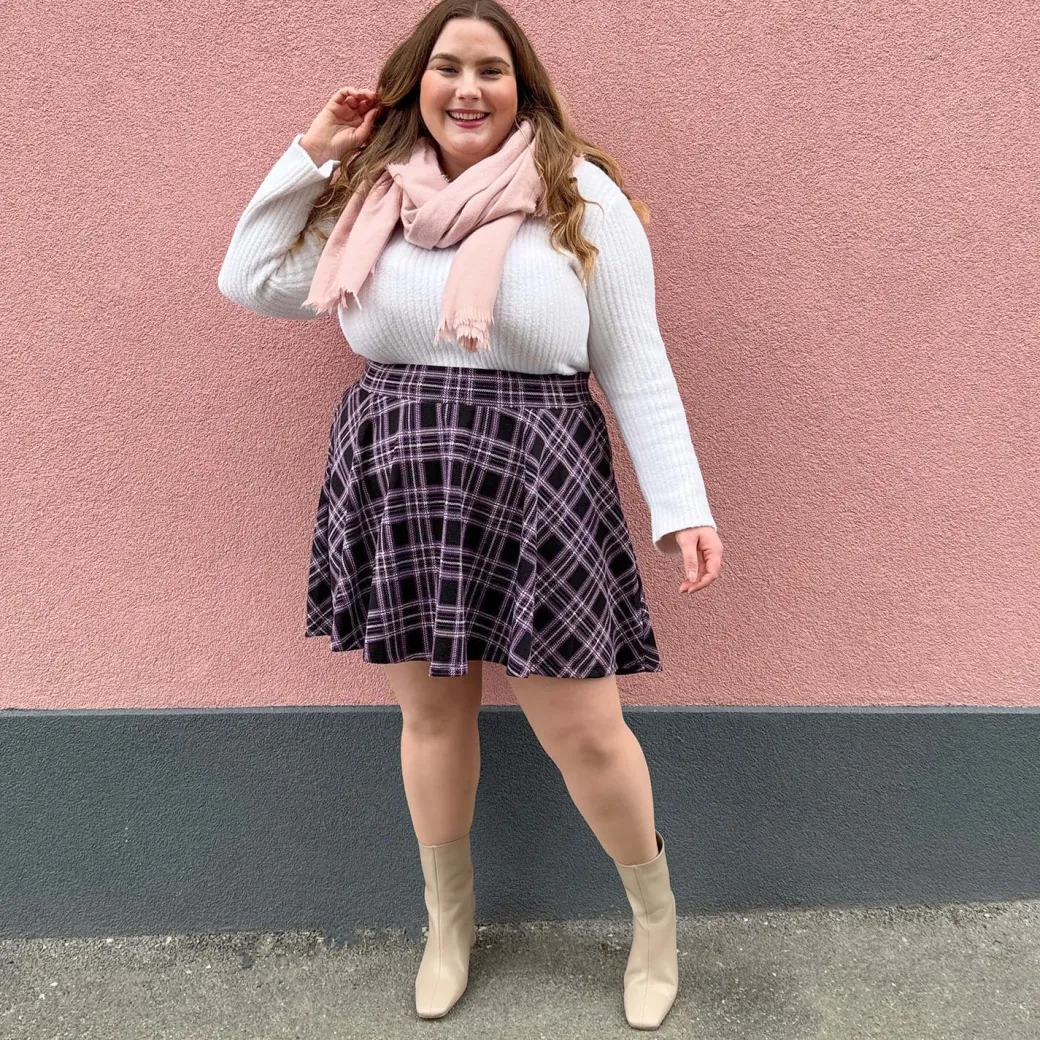 Plaid Mini-Flare Skirt - Moorland
