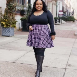 Plaid Mini-Flare Skirt - Moorland