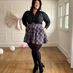 Plaid Mini-Flare Skirt - Moorland