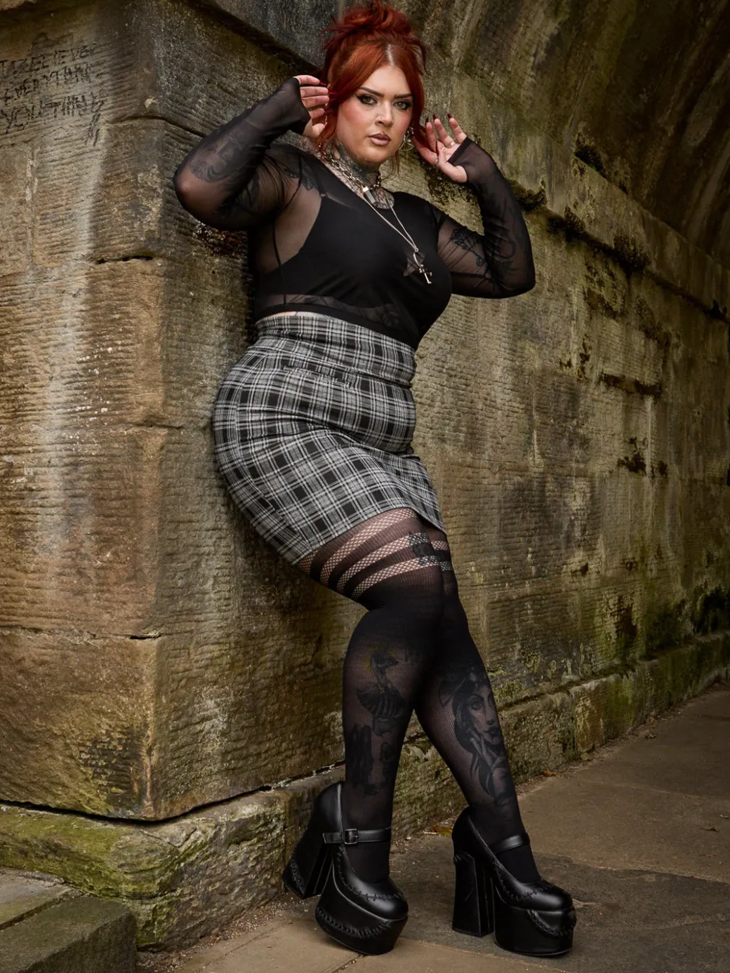 Plaid Mini Skirt - Black & Grey
