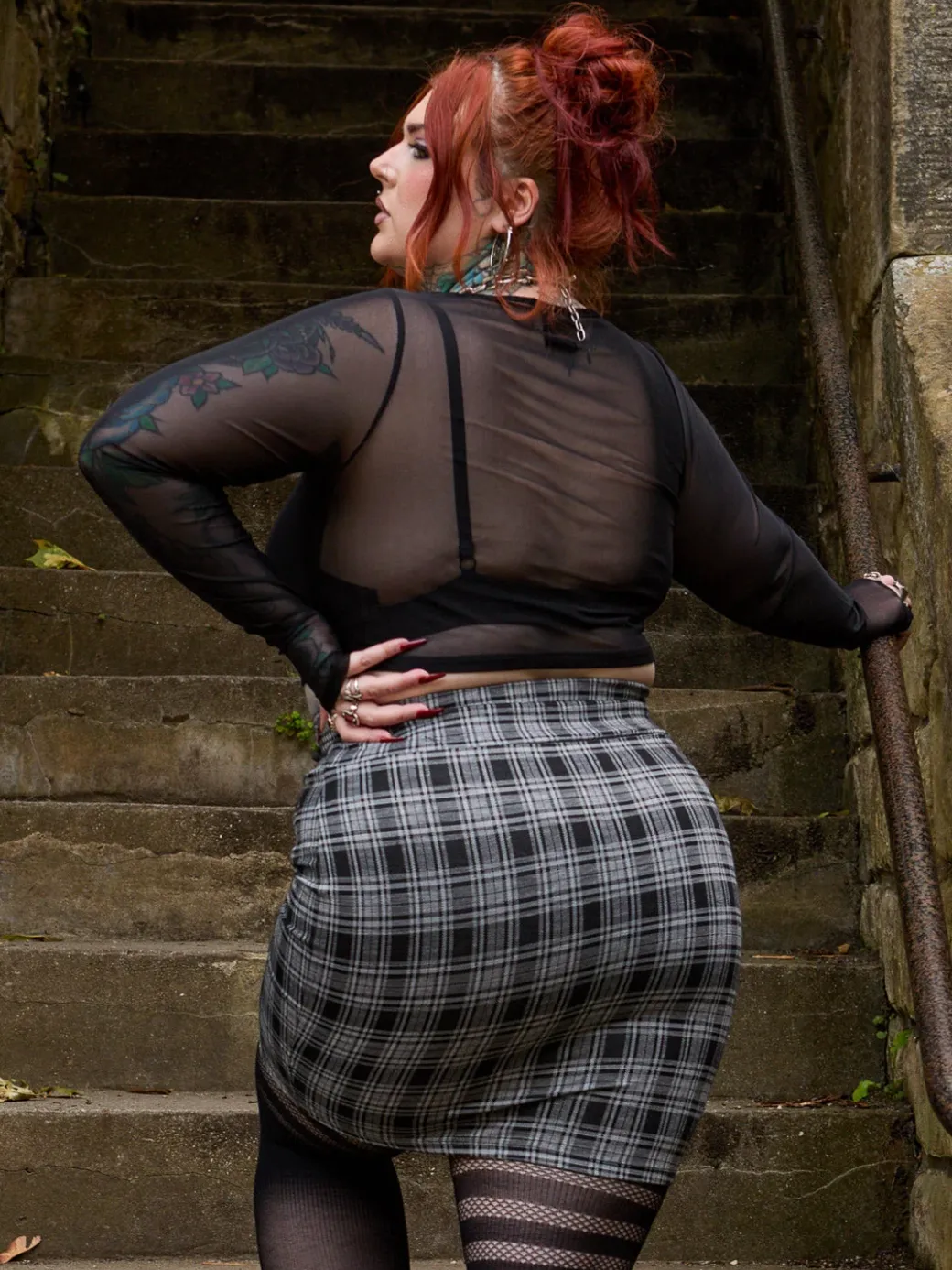 Plaid Mini Skirt - Black & Grey