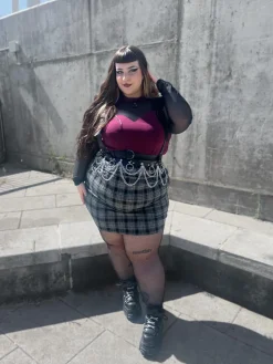 Plaid Mini Skirt - Black & Grey