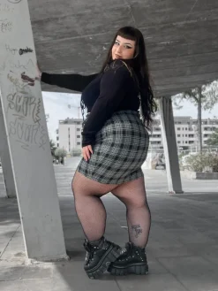 Plaid Mini Skirt - Black & Grey