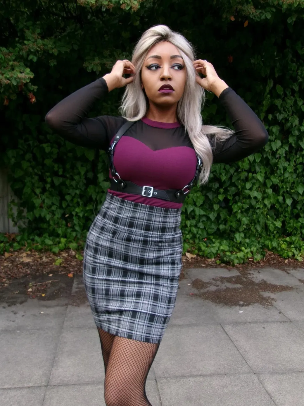 Plaid Mini Skirt - Black & Grey