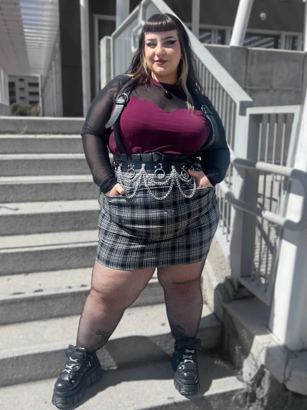 Plaid Mini Skirt - Black & Grey