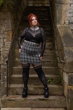 Plaid Mini Skirt - Black & Grey