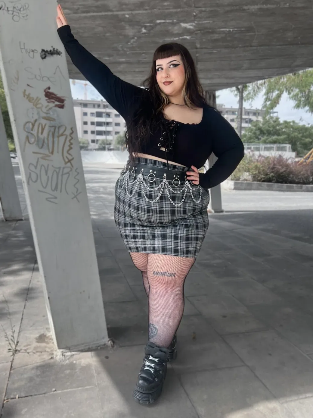 Plaid Mini Skirt - Black & Grey