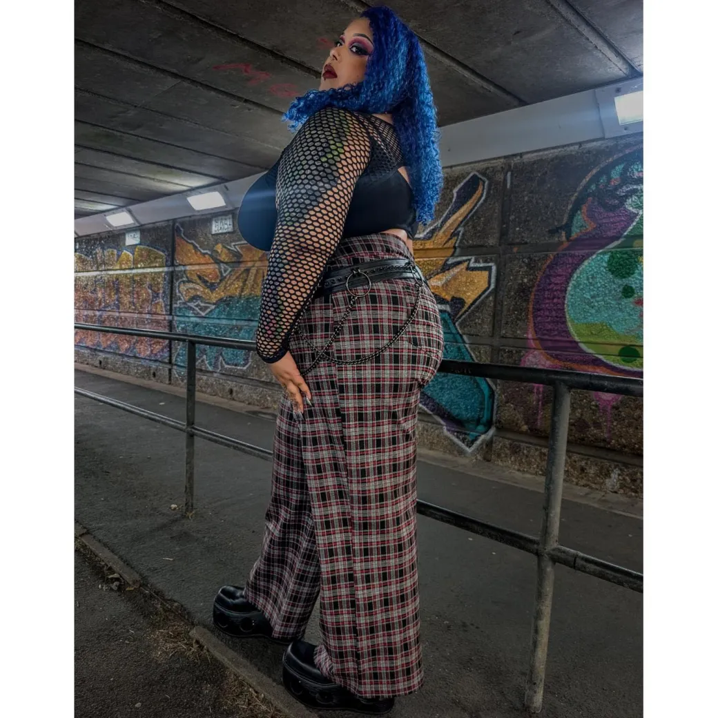 Plaid Wide-Leg Trousers - Bonnie