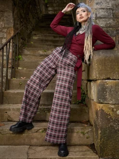 Plaid Wide-Leg Trousers - Bonnie