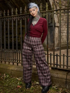 Plaid Wide-Leg Trousers - Bonnie