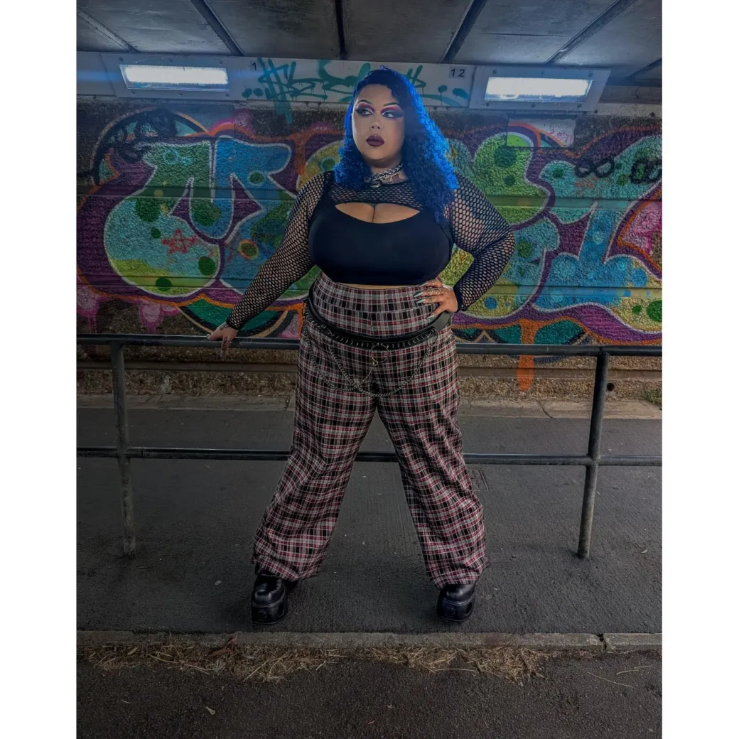 Plaid Wide-Leg Trousers - Bonnie