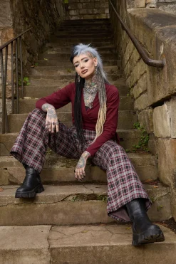 Plaid Wide-Leg Trousers - Bonnie