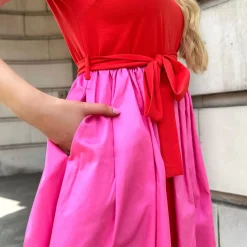 Poplin Tee Dress - Sangria/Pink Lady