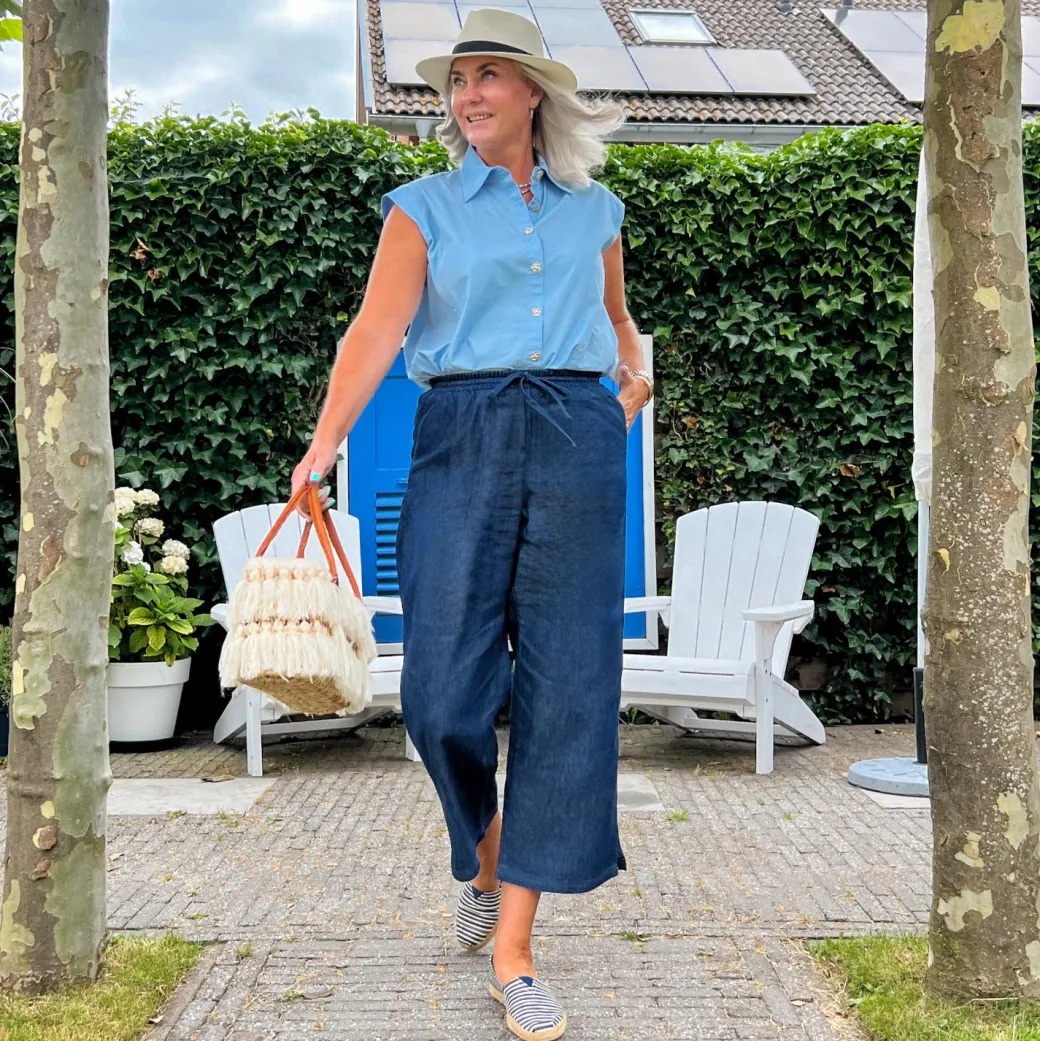 Relaxed Chambray Trousers - Denim
