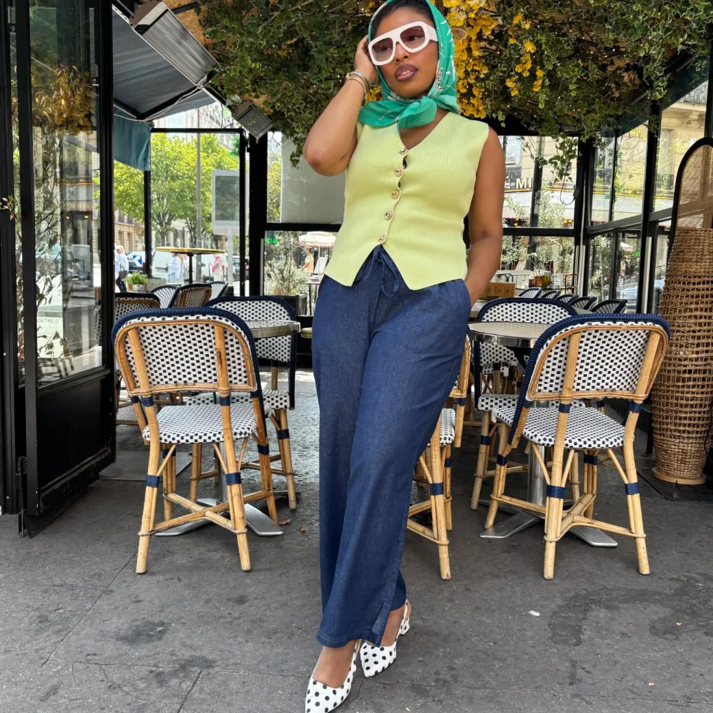 Relaxed Chambray Trousers - Denim
