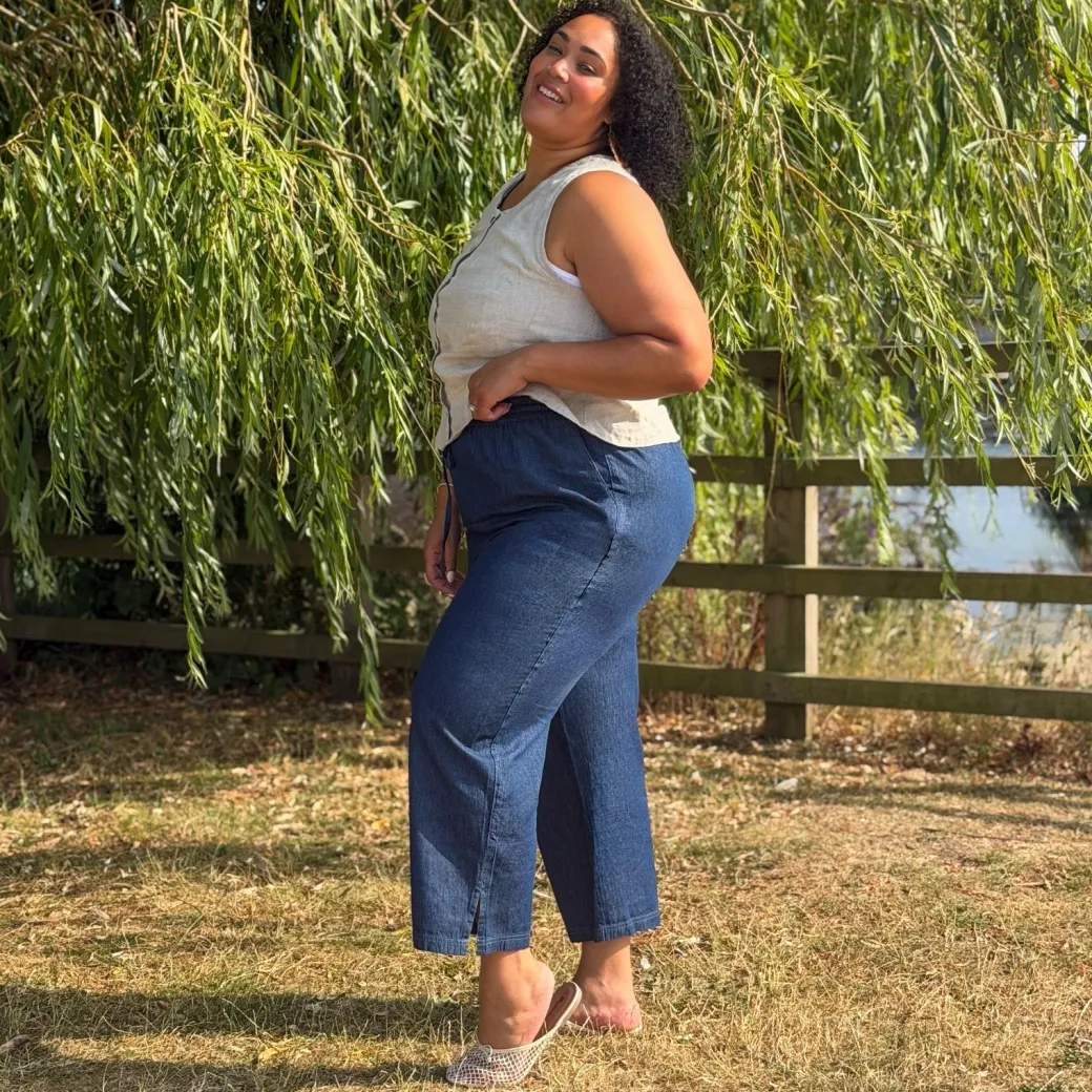 Relaxed Chambray Trousers - Denim