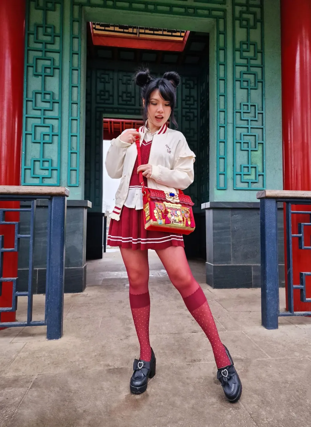 Seoul Chic Faux Sock Tights - Burgundy
