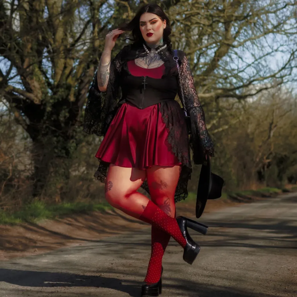 Seoul Chic Faux Sock Tights - Burgundy