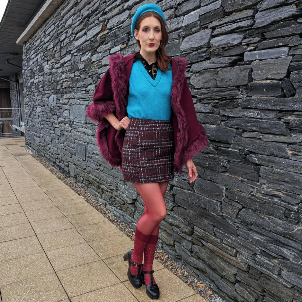Seoul Chic Faux Sock Tights - Burgundy