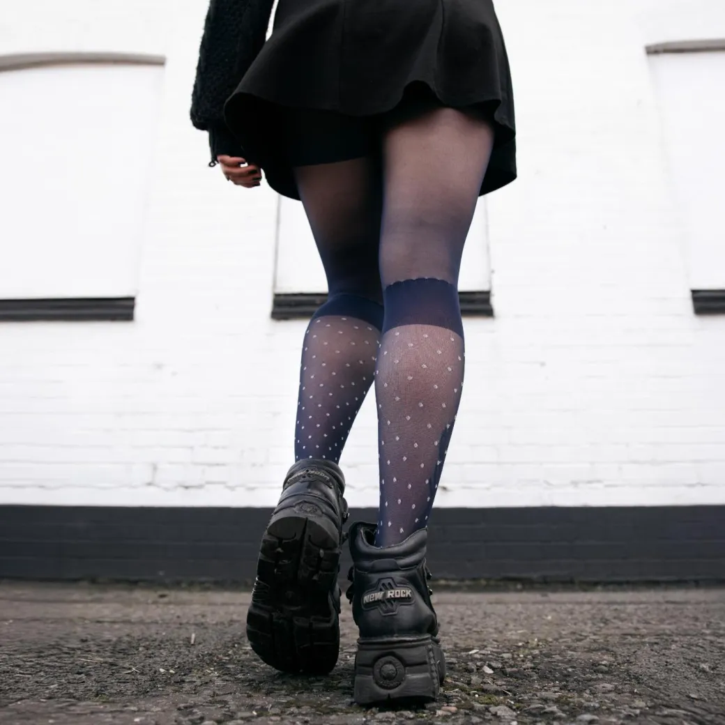 Seoul Chic Faux Sock Tights - Navy